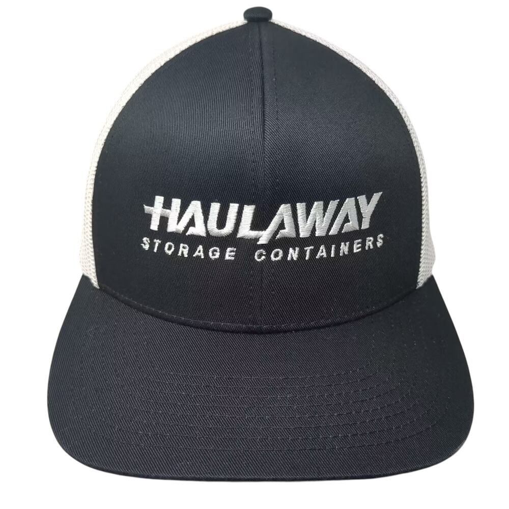 CapAmerica Trucker Hat Black White OS Haulaway Storage Containers Embroidered